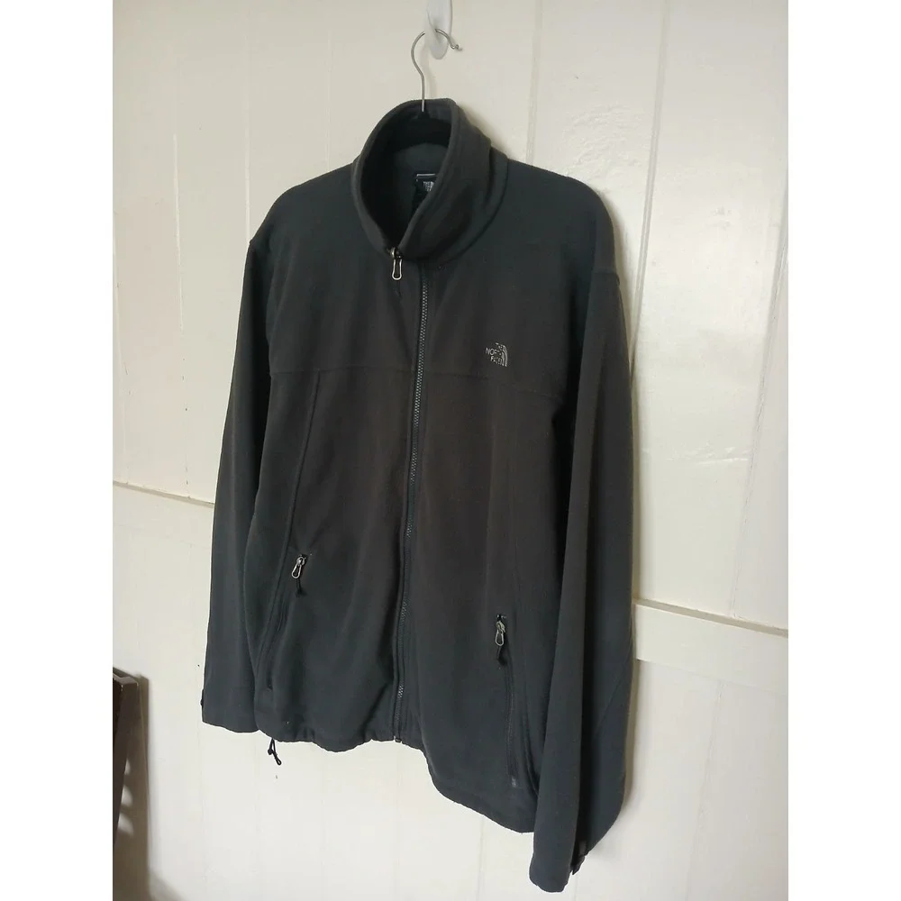The North Face Full-Zip‎ Pocket Fleece Logo Jacket Mens L Gray Outdoor Hiking